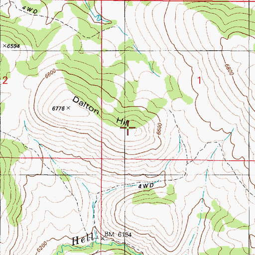 Topographic Map of Dalton Hill, ID