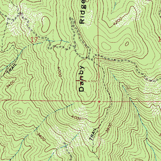 Topographic Map of Danby Ridge, ID
