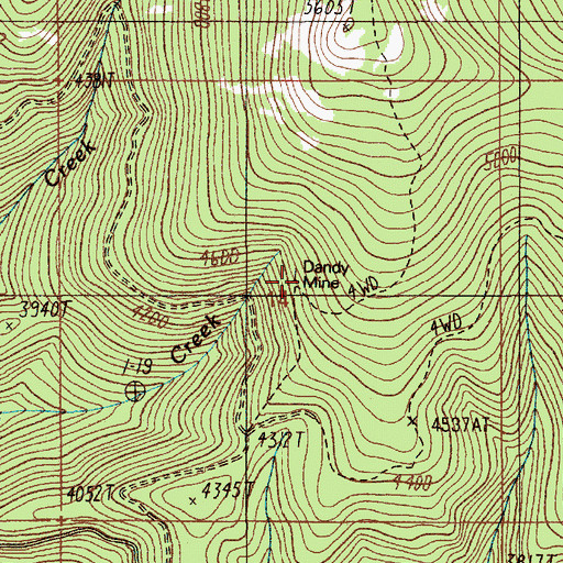 Topographic Map of Dandy Mine, ID