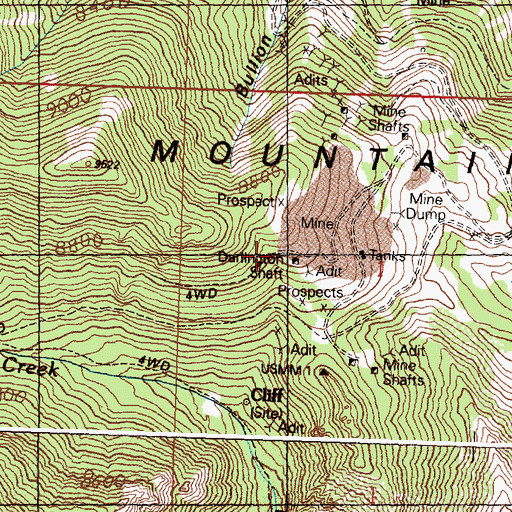 Topographic Map of Darlington Shaft, ID