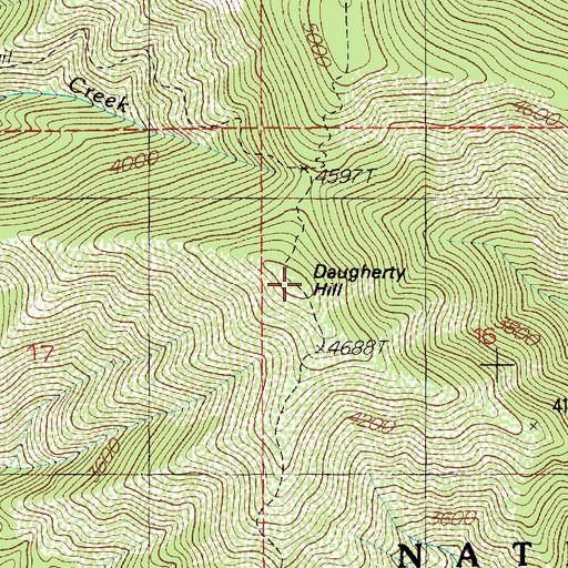 Topographic Map of Daugherty Hill, ID