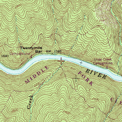 Topographic Map of Dave Creek, ID