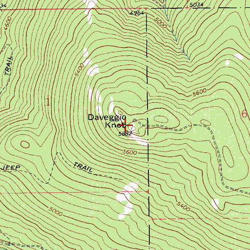 Topographic Map of Daveggio Knob, ID