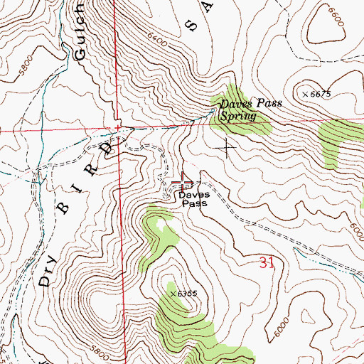Topographic Map of Daves Pass, ID
