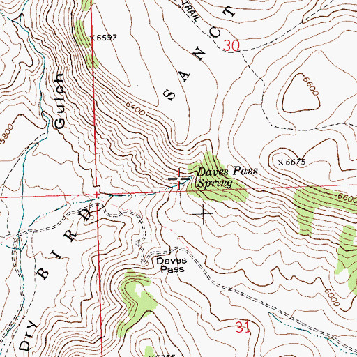 Topographic Map of Daves Pass Spring, ID