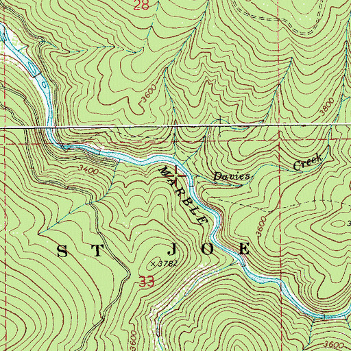 Topographic Map of Davies Creek, ID