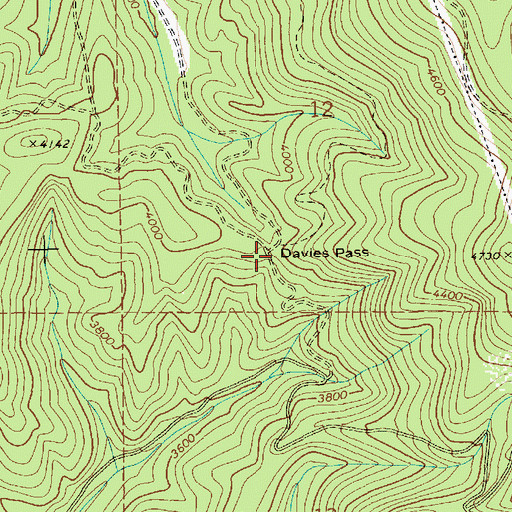 Topographic Map of Davies Pass, ID