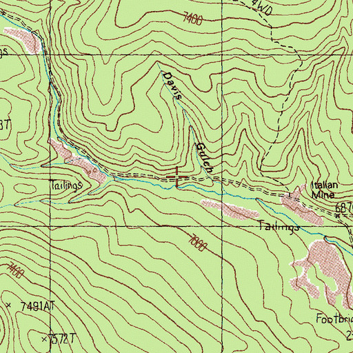 Topographic Map of Davis Gulch, ID