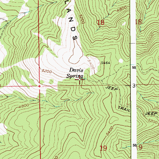 Topographic Map of Davis Spring, ID