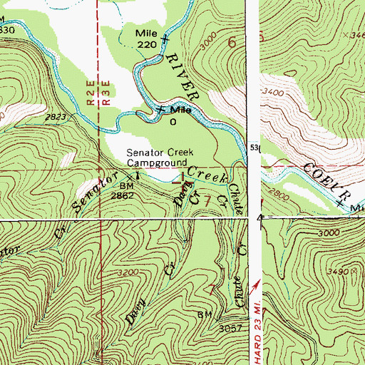 Topographic Map of Davy Creek, ID