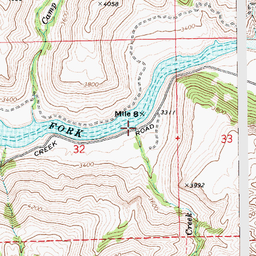 Topographic Map of Dawes Creek, ID