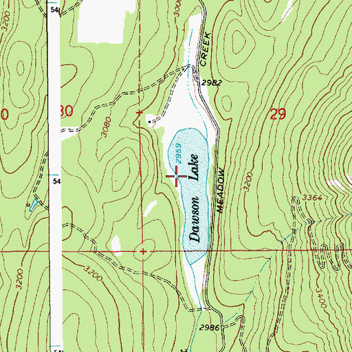 Topographic Map of Dawson Lake, ID