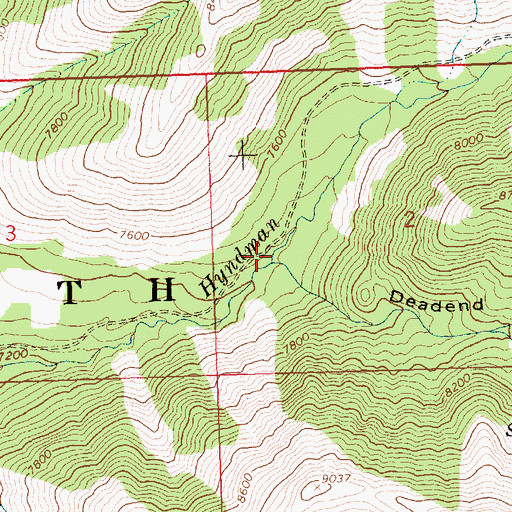 Topographic Map of Deadend Canyon, ID