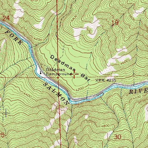 Topographic Map of Deadman Bar, ID