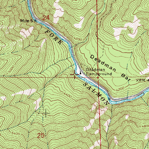 Topographic Map of Deadman Campground, ID