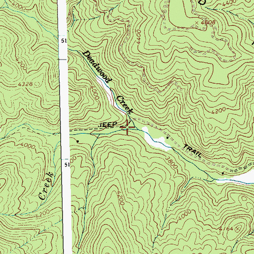 Topographic Map of Deadwood Creek, ID