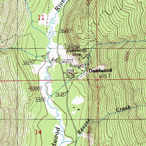 Topographic Map of Deadwood Lodge, ID