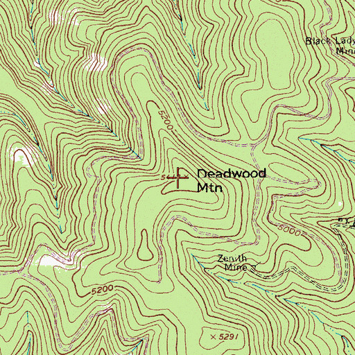 Topographic Map of Deadwood Mountain, ID