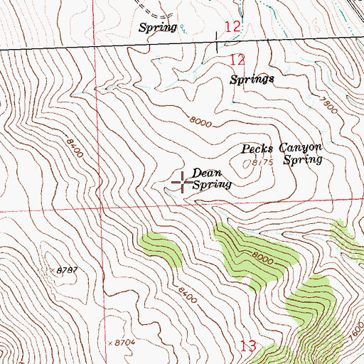 Topographic Map of Dean Spring, ID