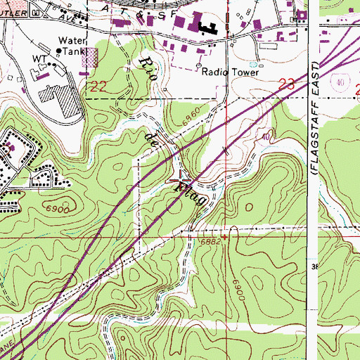 Topographic Map of Rio de Flag Bridge, AZ