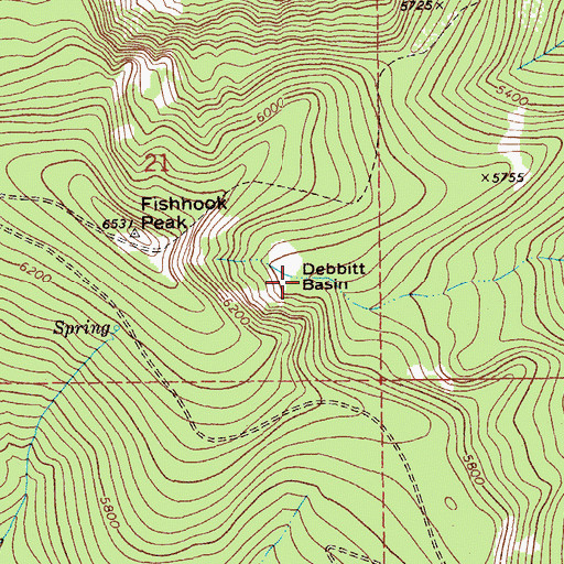 Topographic Map of Debbitt Basin, ID