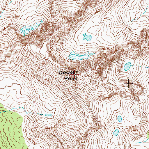 Topographic Map of Decker Peak, ID