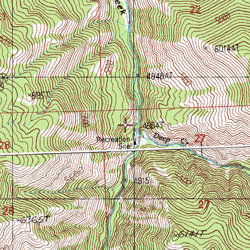 Topographic Map of Deep Creek, ID