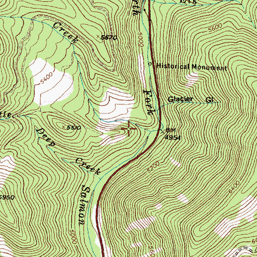 Topographic Map of Deep Creek, ID
