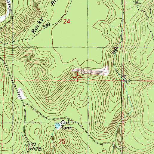 Topographic Map of Rocky Ridge, AZ