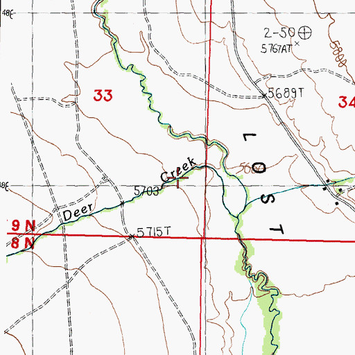 Topographic Map of Deer Creek, ID