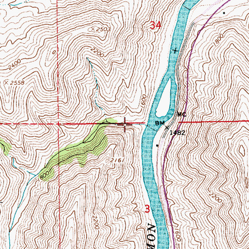 Topographic Map of Deer Creek, ID