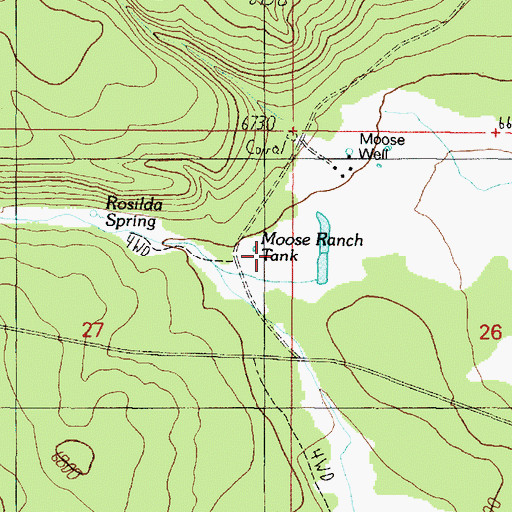 Topographic Map of Rosilda Spring Canyon, AZ