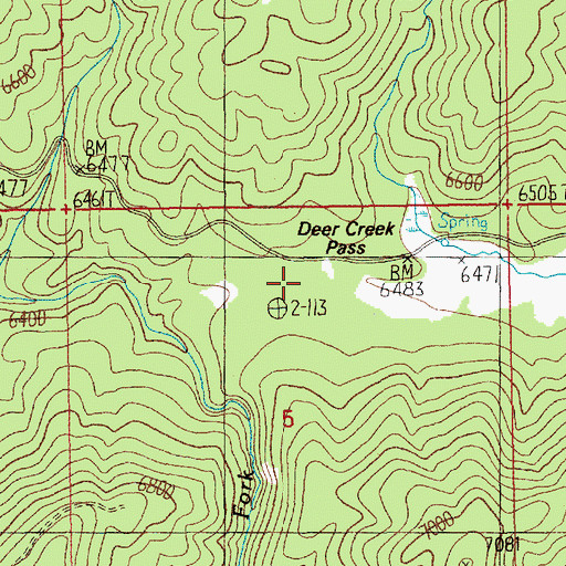 Topographic Map of Deer Creek Pass, ID