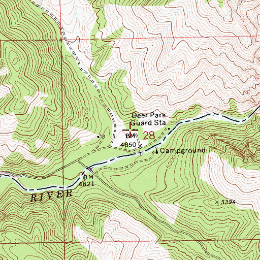 Topographic Map of Deer Park Guard Station, ID