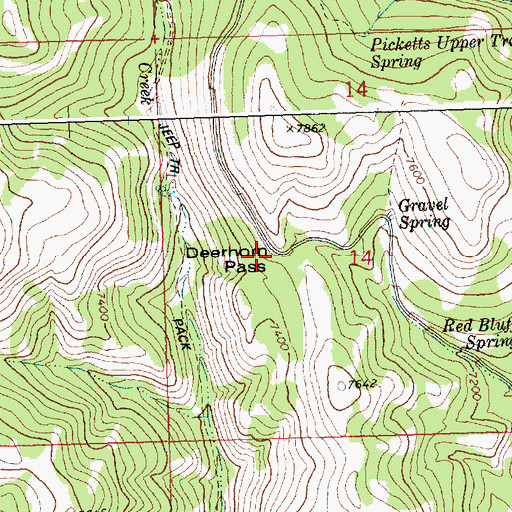 Topographic Map of Deerhorn Pass, ID