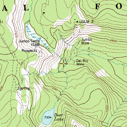 Topographic Map of Del Rio Mine, ID