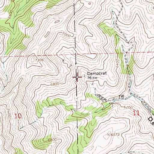 Topographic Map of Democrat Mine, ID