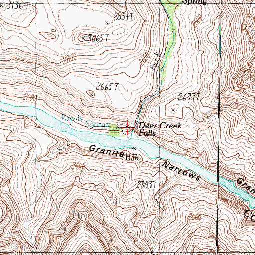 Topographic Map of Deer Creek Falls, AZ