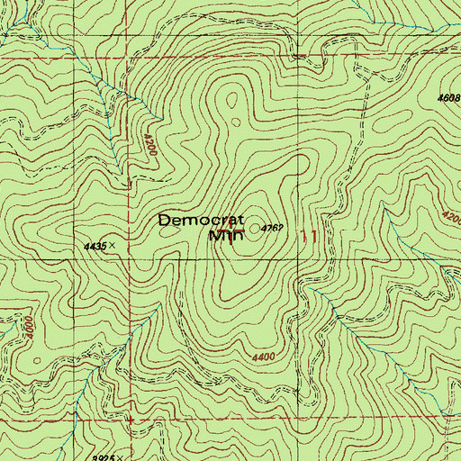 Topographic Map of Democrat Mountain, ID