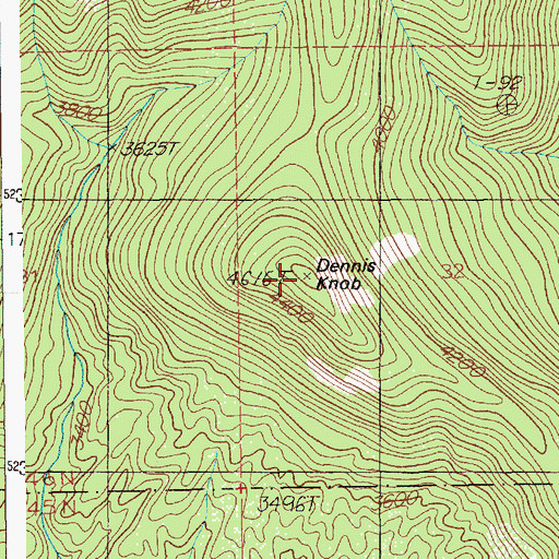Topographic Map of Dennis Knob, ID