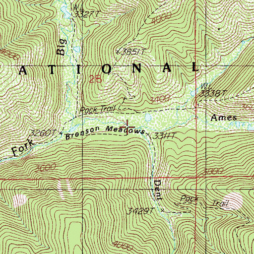 Topographic Map of Dent Creek, ID