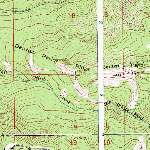 Topographic Map of Dentist Parlor Ridge, ID