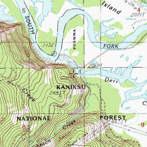 Topographic Map of Derr Creek, ID