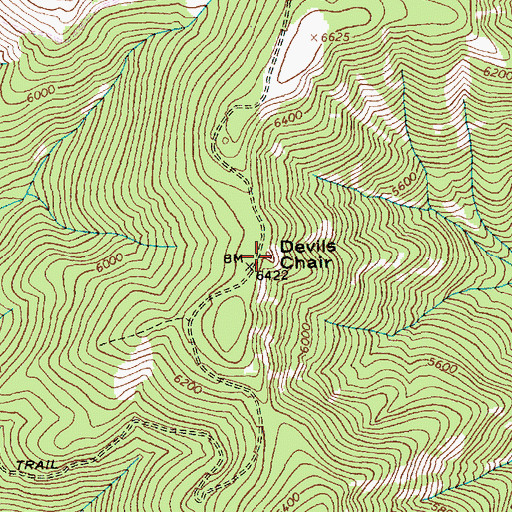 Topographic Map of Devils Chair, ID