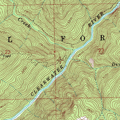 Topographic Map of Devils Club Creek, ID