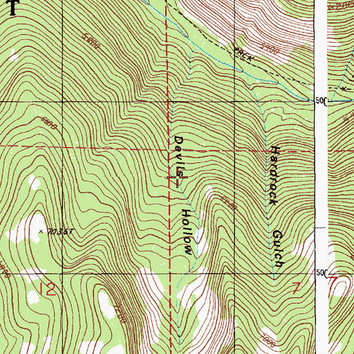 Topographic Map of Devils Hollow, ID