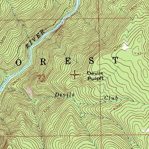 Topographic Map of Devils Pulpit, ID