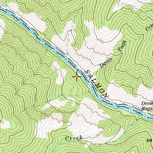 Topographic Map of Devils Teeth Creek, ID