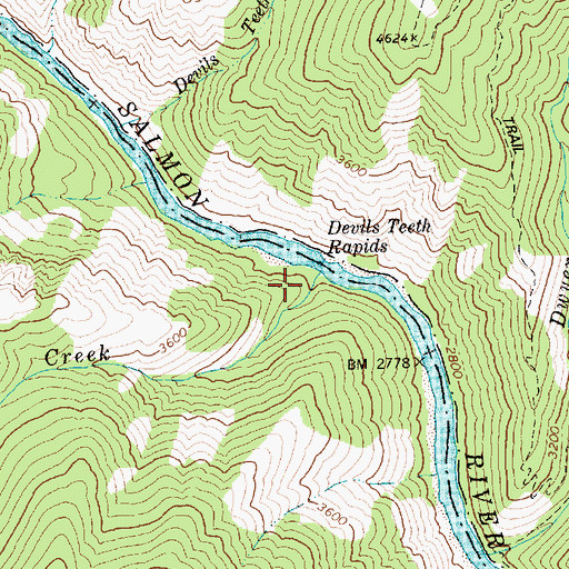 Topographic Map of Devils Toe Creek, ID
