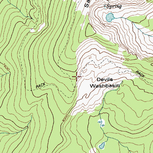 Topographic Map of Devils Washbasin, ID